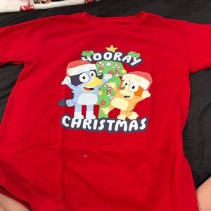 Red bluey Christmas T shirt kids
